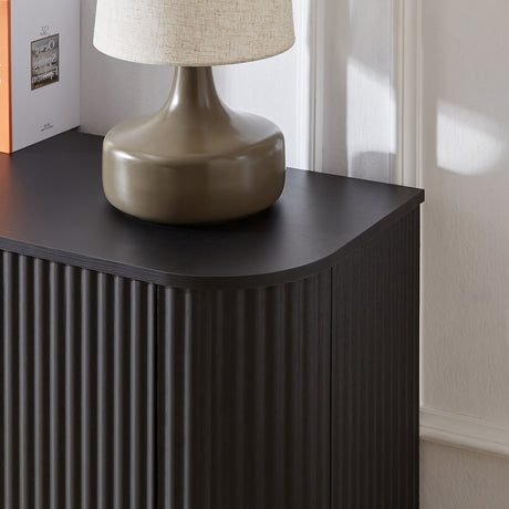 Black Striped Wooden Sideboard | OROA