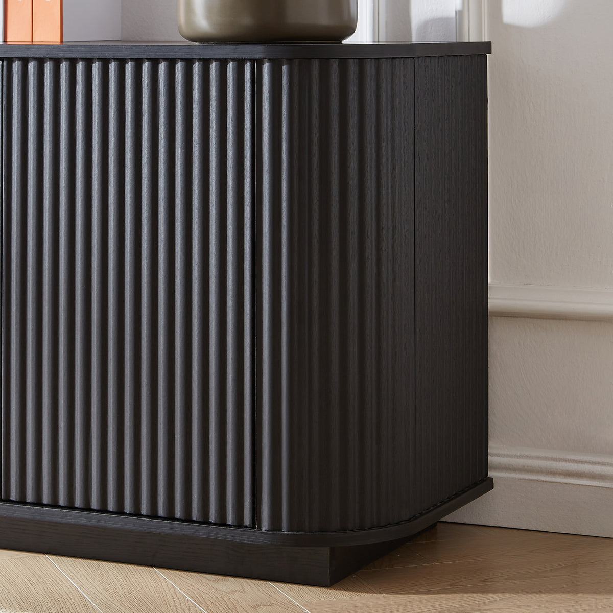 Black Striped Wooden Sideboard | OROA