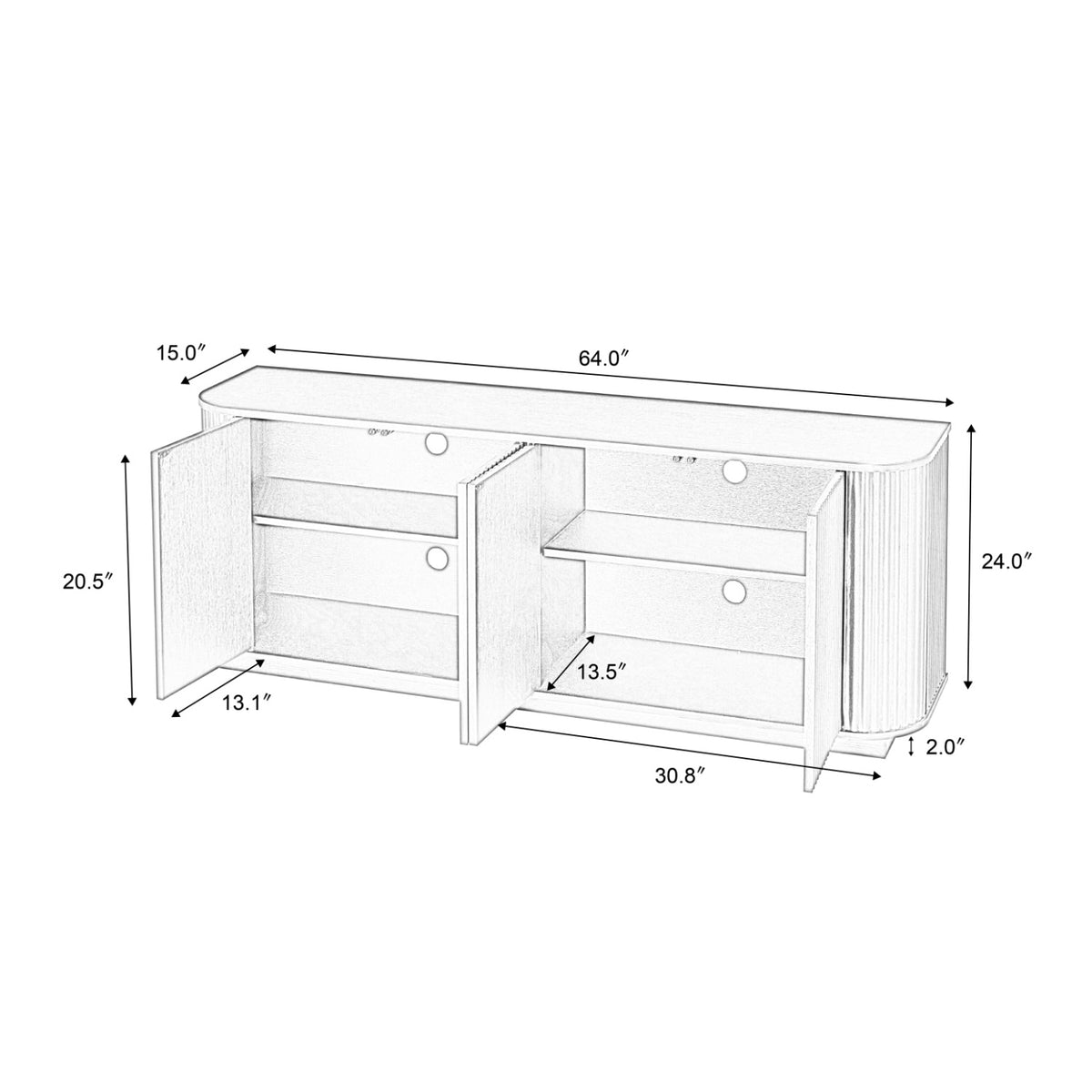 Black Striped Wooden Sideboard | OROA