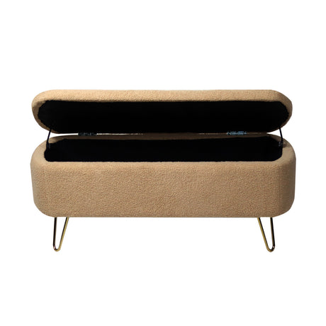 Camel Upholstered Storage Bench | OROA