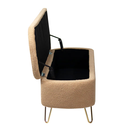 Camel Upholstered Storage Bench | OROA