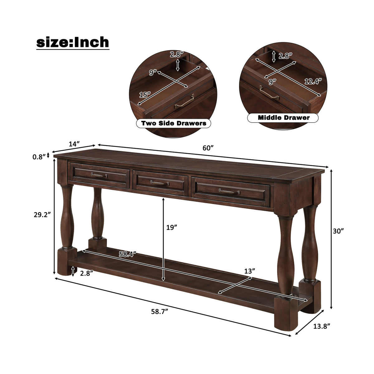 Espresso Wood Console Table | OROA