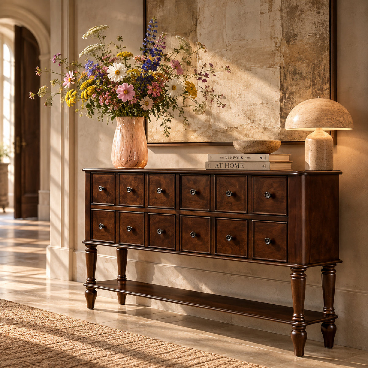 Espresso 4-Drawer Wooden Console Table by OROA