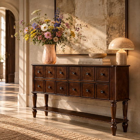 Espresso 4-Drawer Wooden Console Table by OROA