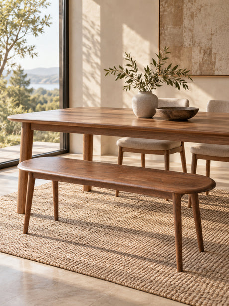Walnut Oak Wood Dining Bench | Maison Naturelle