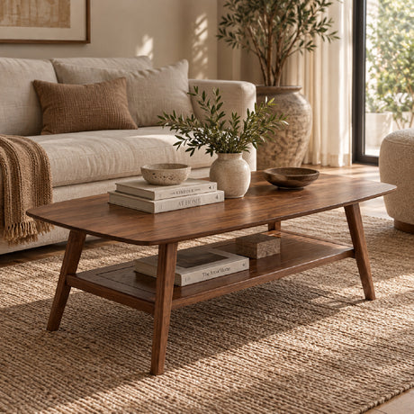 Dual-layer Oak Wood Coffee Table | Maison Naturelle