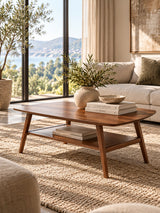 Modern European furniture - Dual-layer Oak Wood Coffee Table - www.oroa.com