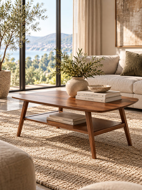 Modern European furniture - Dual-layer Oak Wood Coffee Table - www.oroa.com