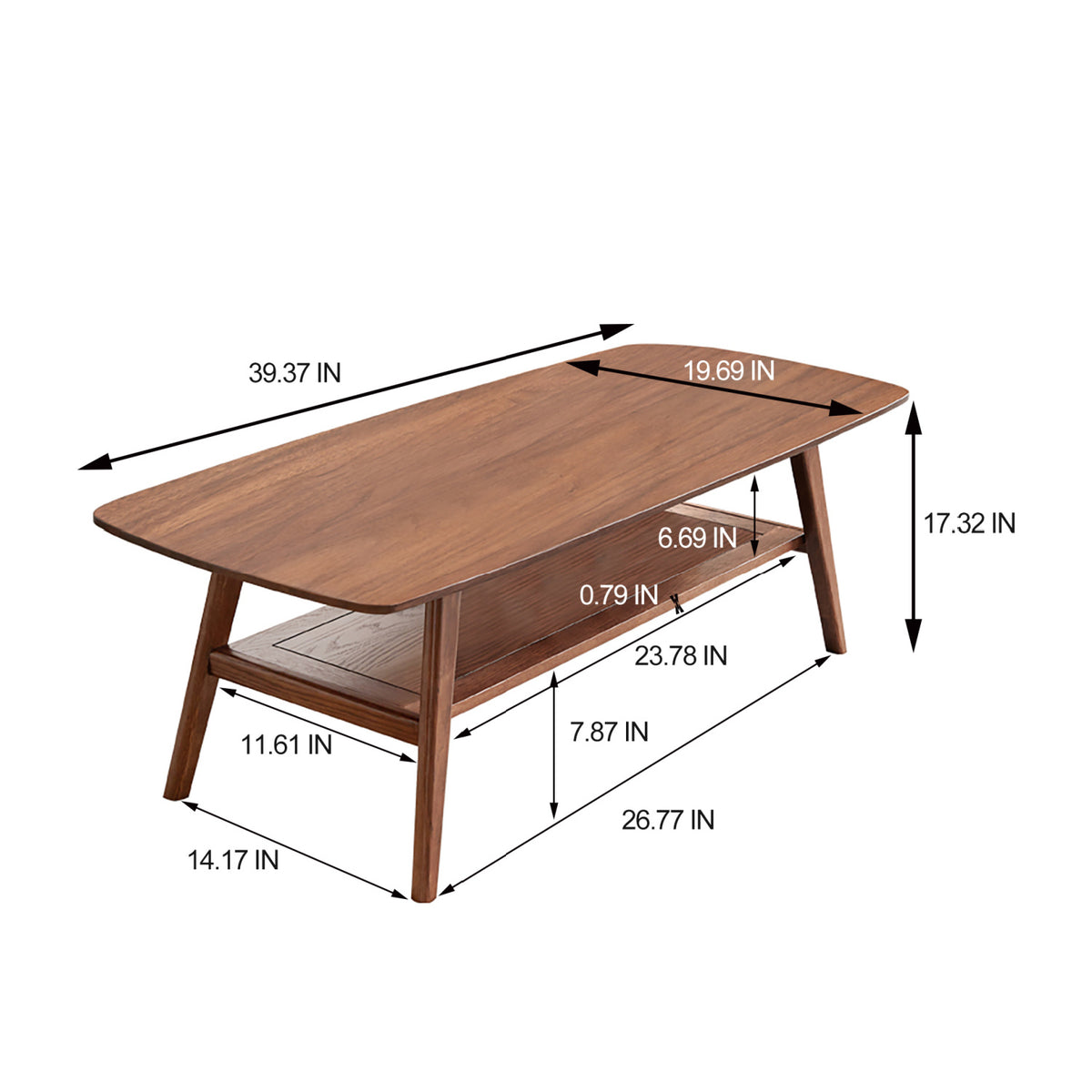 Modern European furniture - Dual-layer Oak Wood Coffee Table - www.oroa.com