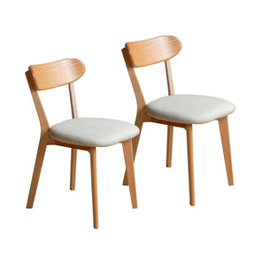Modern European furniture - Oak Wood Natural Dining Chairs (2) - www.oroa.com