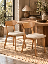 Modern European furniture - Oak Wood Natural Dining Chairs (2) - www.oroa.com
