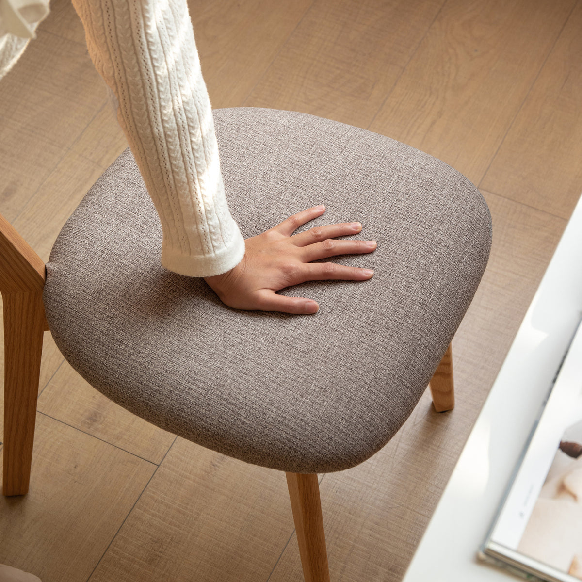 Modern European furniture - Oak Wood Natural Dining Chairs (2) - www.oroa.com