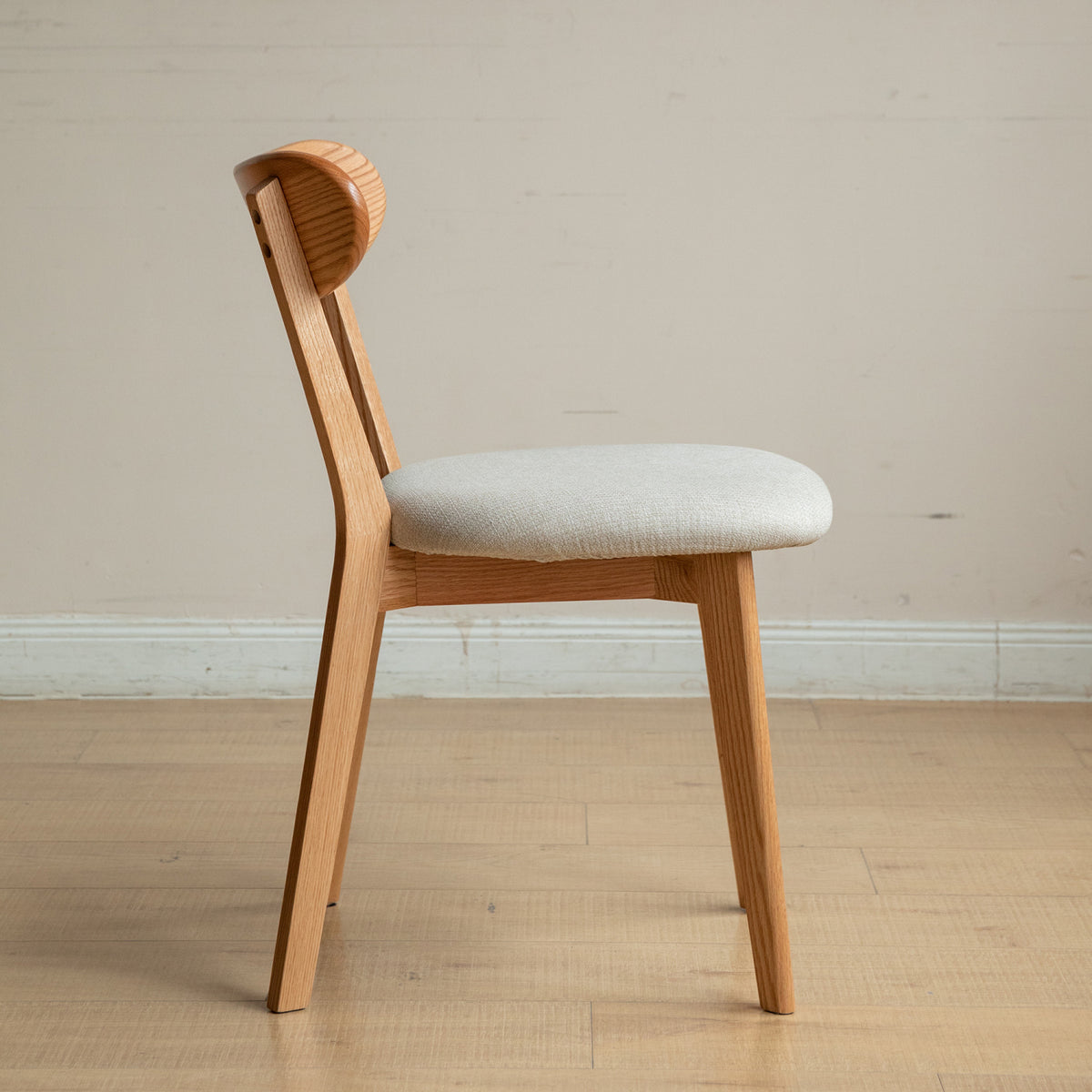 Modern European furniture - Oak Wood Natural Dining Chairs (2) - www.oroa.com