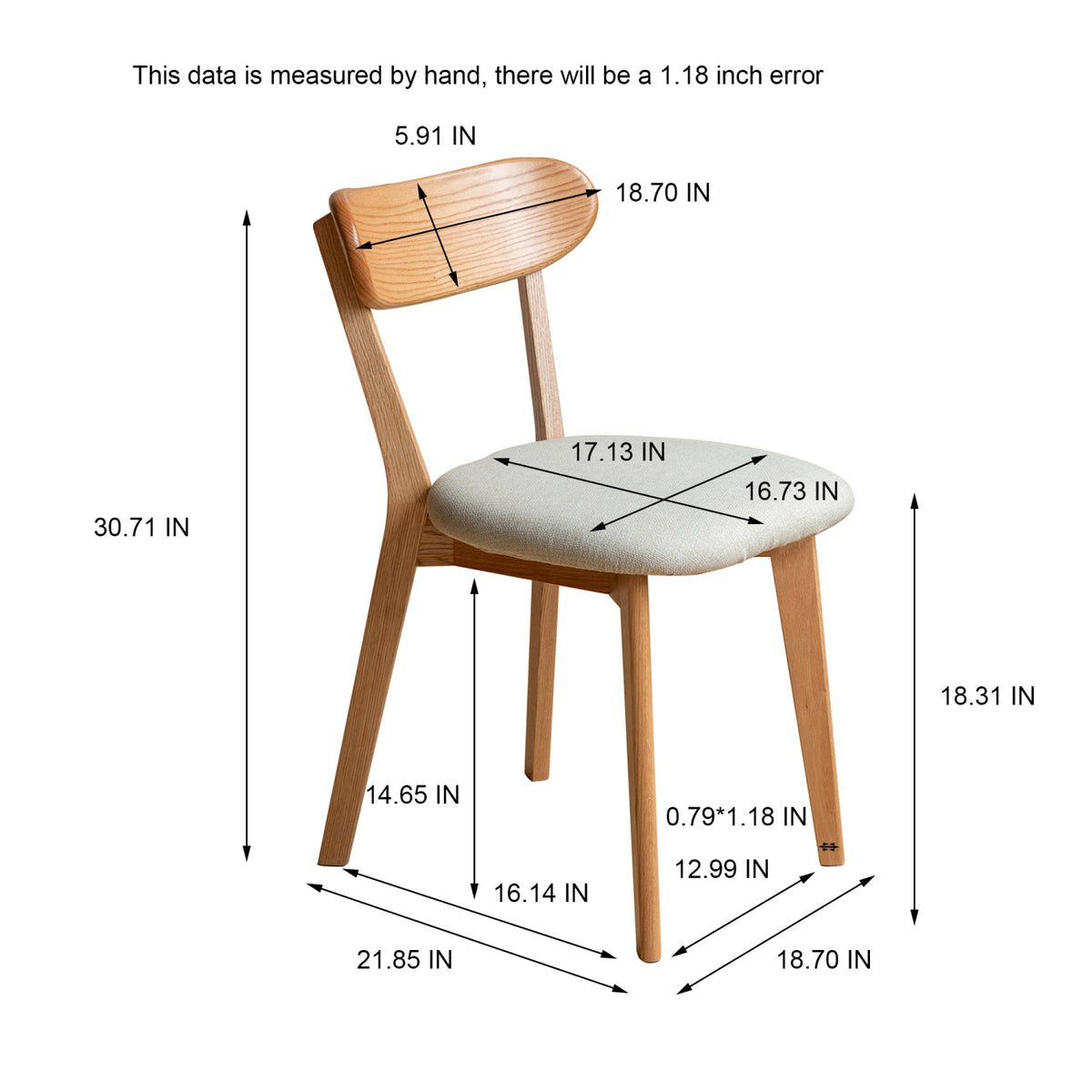 Modern European furniture - Oak Wood Natural Dining Chairs (2) - www.oroa.com