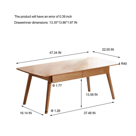 Modern European furniture - Natural Oak Wood Coffee Table - www.oroa.com