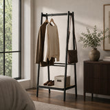 Black Oak Wood Cloth Hanger Rack | OROA
