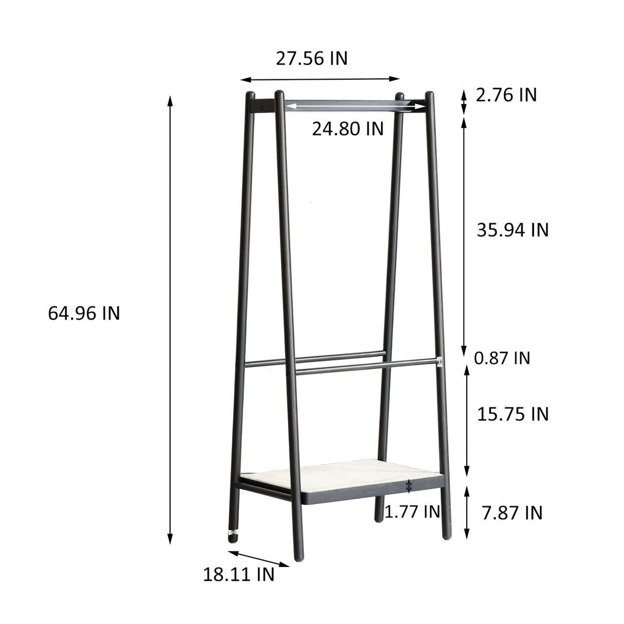 Black Oak Wood Cloth Hanger Rack | OROA