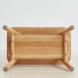 Natural Solid Wood Shoe Stool With Cloth Hanger | OROA