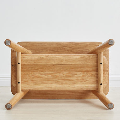 Natural Solid Wood Shoe Stool With Cloth Hanger | OROA