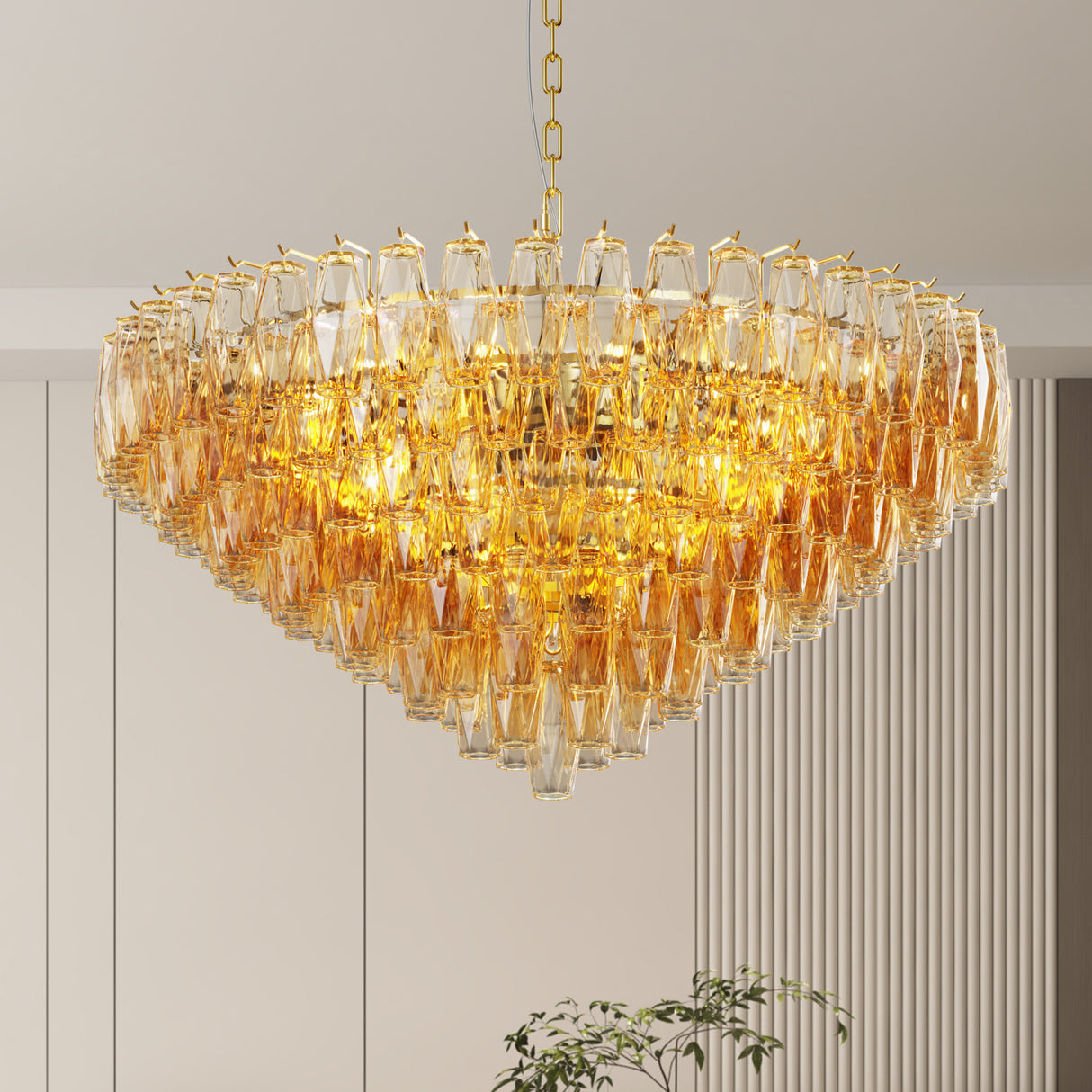 14-Light Gold Modern Round Chandelier | OROA