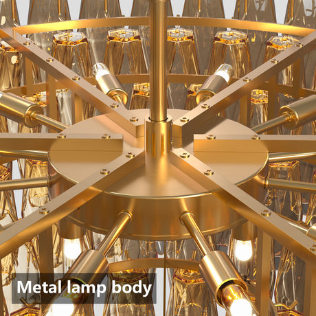 14-Light Gold Modern Round Chandelier | OROA