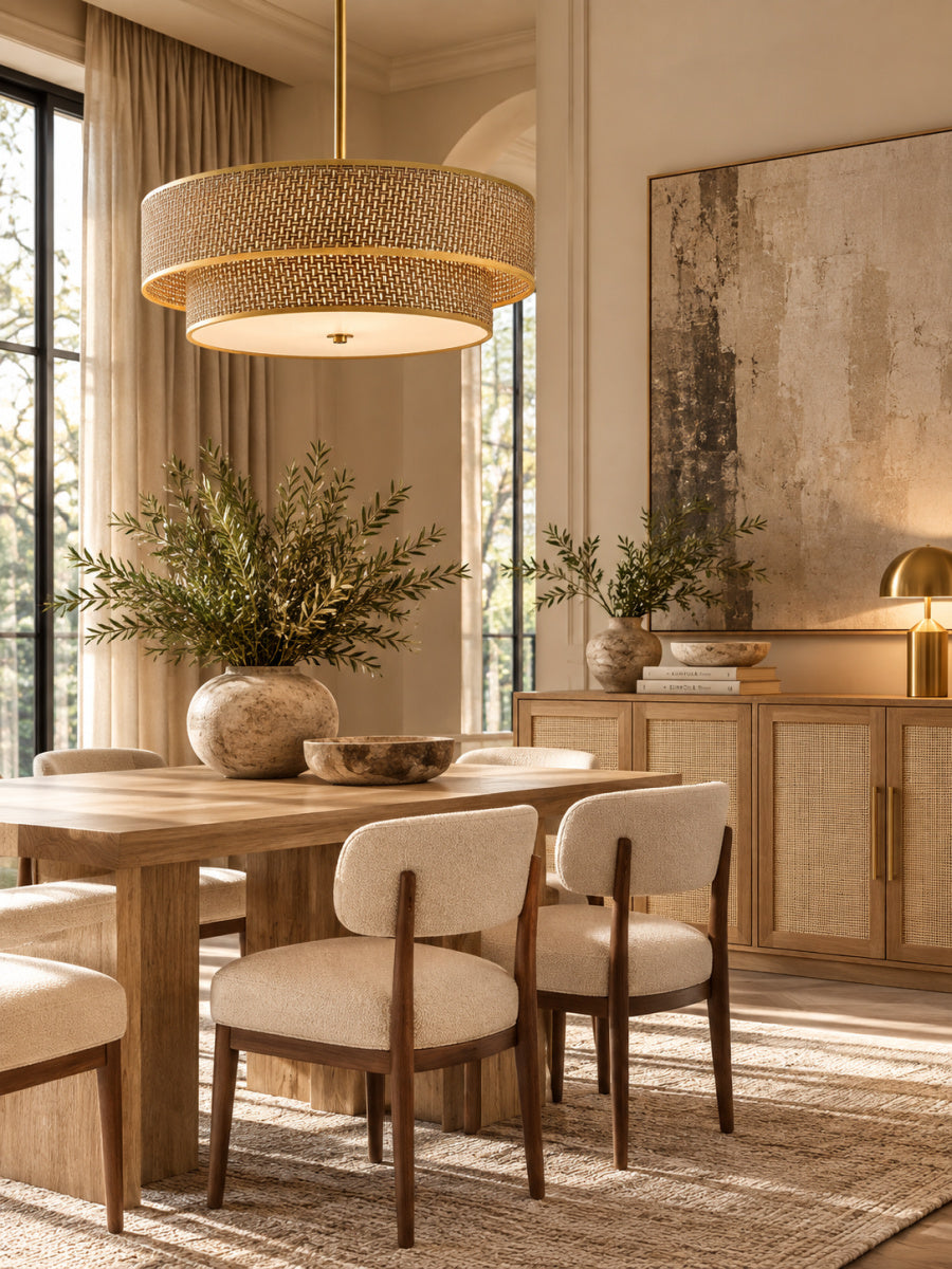 Modern Boho Drum Rattan Chandelier | OROA