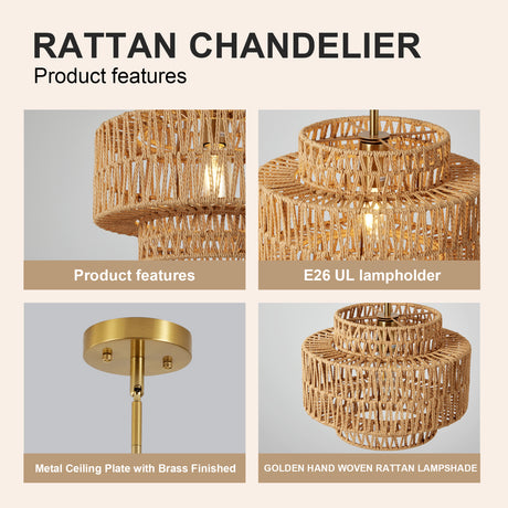 1-Light Hand Woven Pendant Light - OROA - view 5