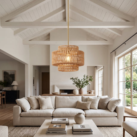 1-Light Hand Woven Pendant Light - OROA - view 2