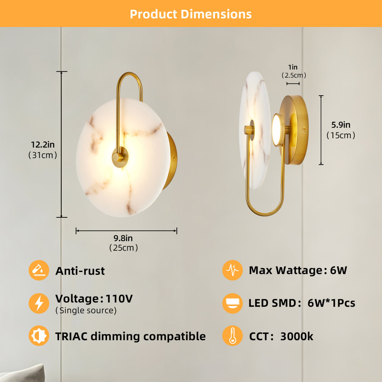 Round Alabaster Wall Sconce | OROA