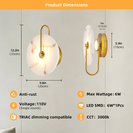 Round Alabaster Wall Sconce | OROA