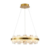 Modern European furniture - Round Alabaster Chandelier with Gold Frame - www.oroa.com