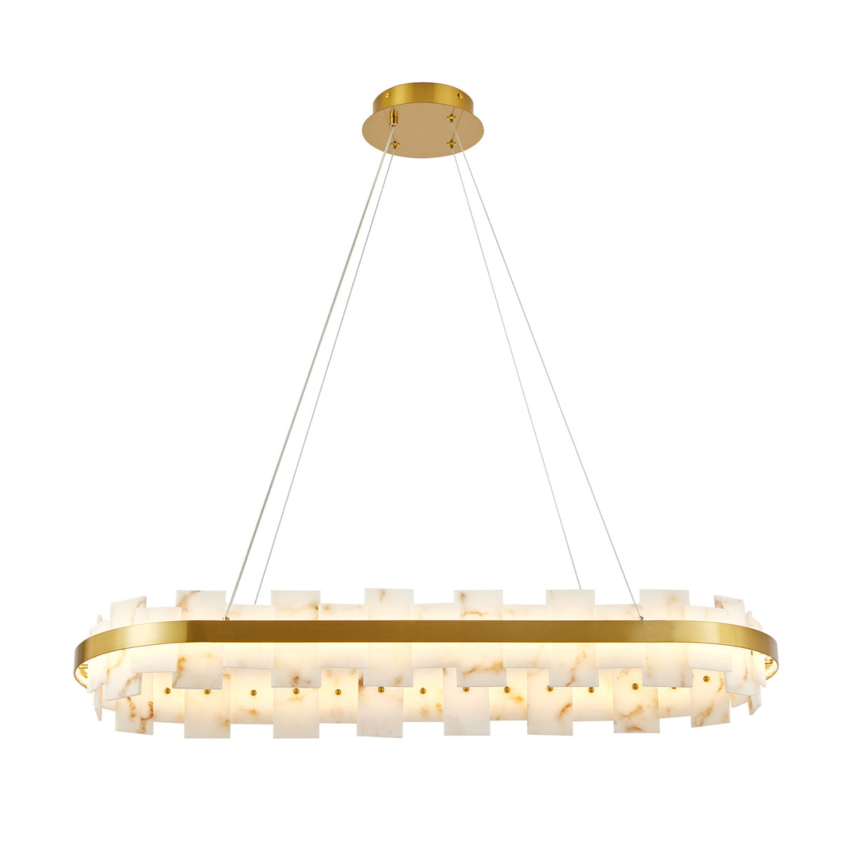 Modern European furniture - Rectangular Alabaster Chandelier with Gold Frame - www.oroa.com