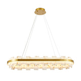 Modern European furniture - Rectangular Alabaster Chandelier with Gold Frame - www.oroa.com