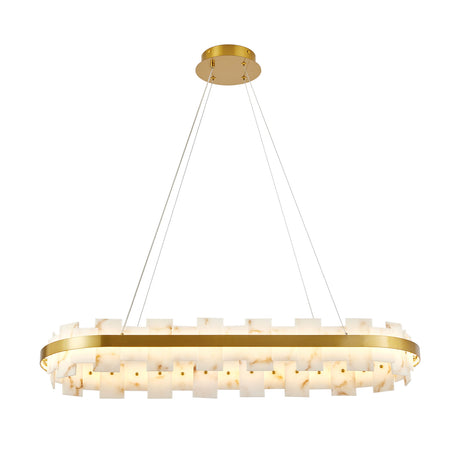 Modern European furniture - Rectangular Alabaster Chandelier with Gold Frame - www.oroa.com