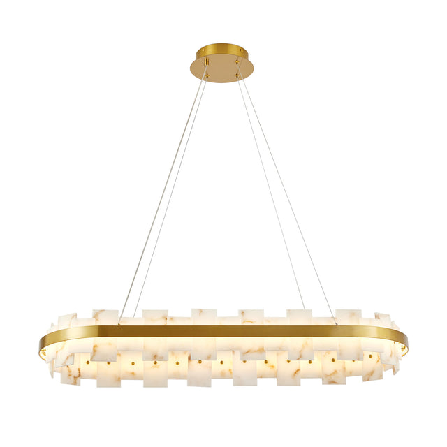 Modern European furniture - Rectangular Alabaster Chandelier with Gold Frame - www.oroa.com