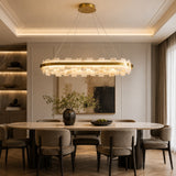 Modern European furniture - Rectangular Alabaster Chandelier with Gold Frame - www.oroa.com