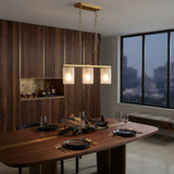 Modern Gold 3-Light Linear Chandelier with Frosted Glass | OROA