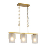 Modern Gold 3-Light Linear Chandelier with Frosted Glass | OROA