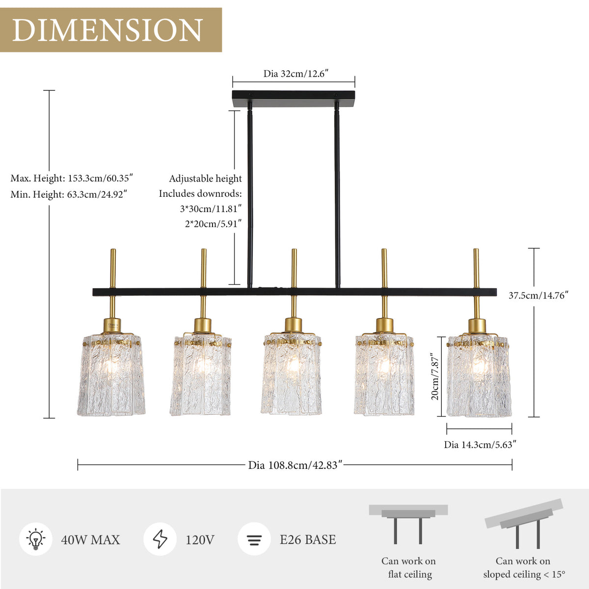 Modern European furniture - Modern Farmhouse 5-Light Chandelier with Glass Pendant - www.oroa.com