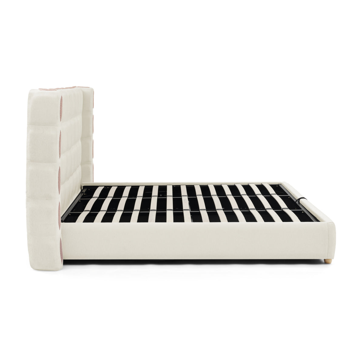 Chenille Wingback Upholstered King Bed Frame | OROA