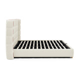 Chenille Wingback Upholstered King Bed Frame | OROA