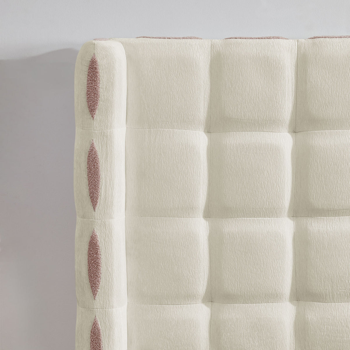 Chenille Wingback Upholstered King Bed Frame | OROA