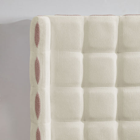 Chenille Wingback Upholstered King Bed Frame | OROA