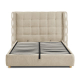 Queen Chenille Wingback Upholstered Gas Lift Bed | OROA