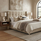 Queen Chenille Wingback Upholstered Gas Lift Bed | OROA