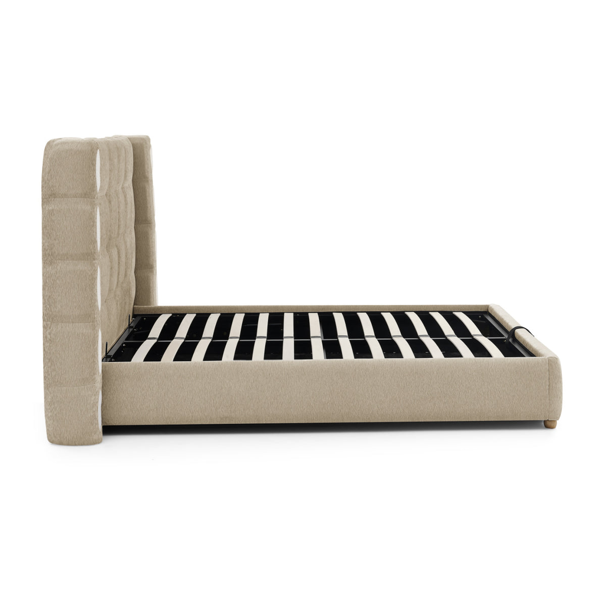 Queen Chenille Wingback Upholstered Gas Lift Bed | OROA