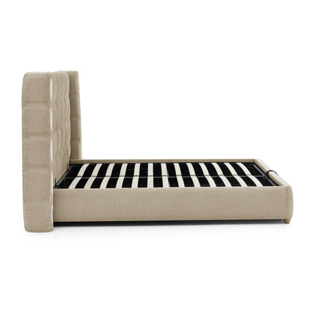 Queen Chenille Wingback Upholstered Gas Lift Bed | OROA