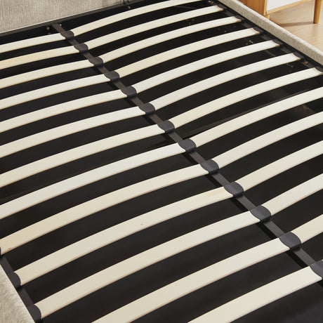 Queen Chenille Wingback Upholstered Gas Lift Bed | OROA
