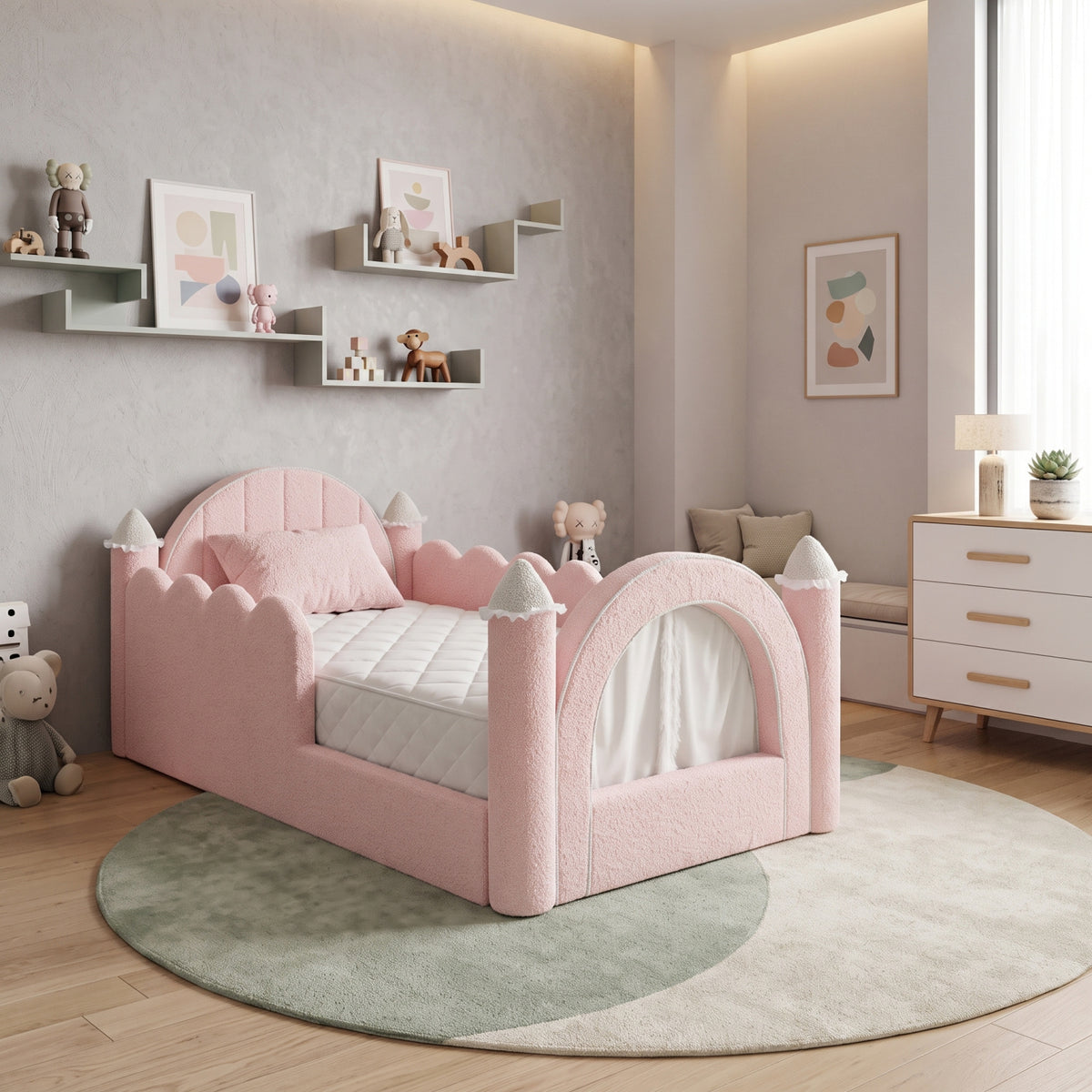 Pink Twin Size Solid Wood Bed Frame | OROA Kids