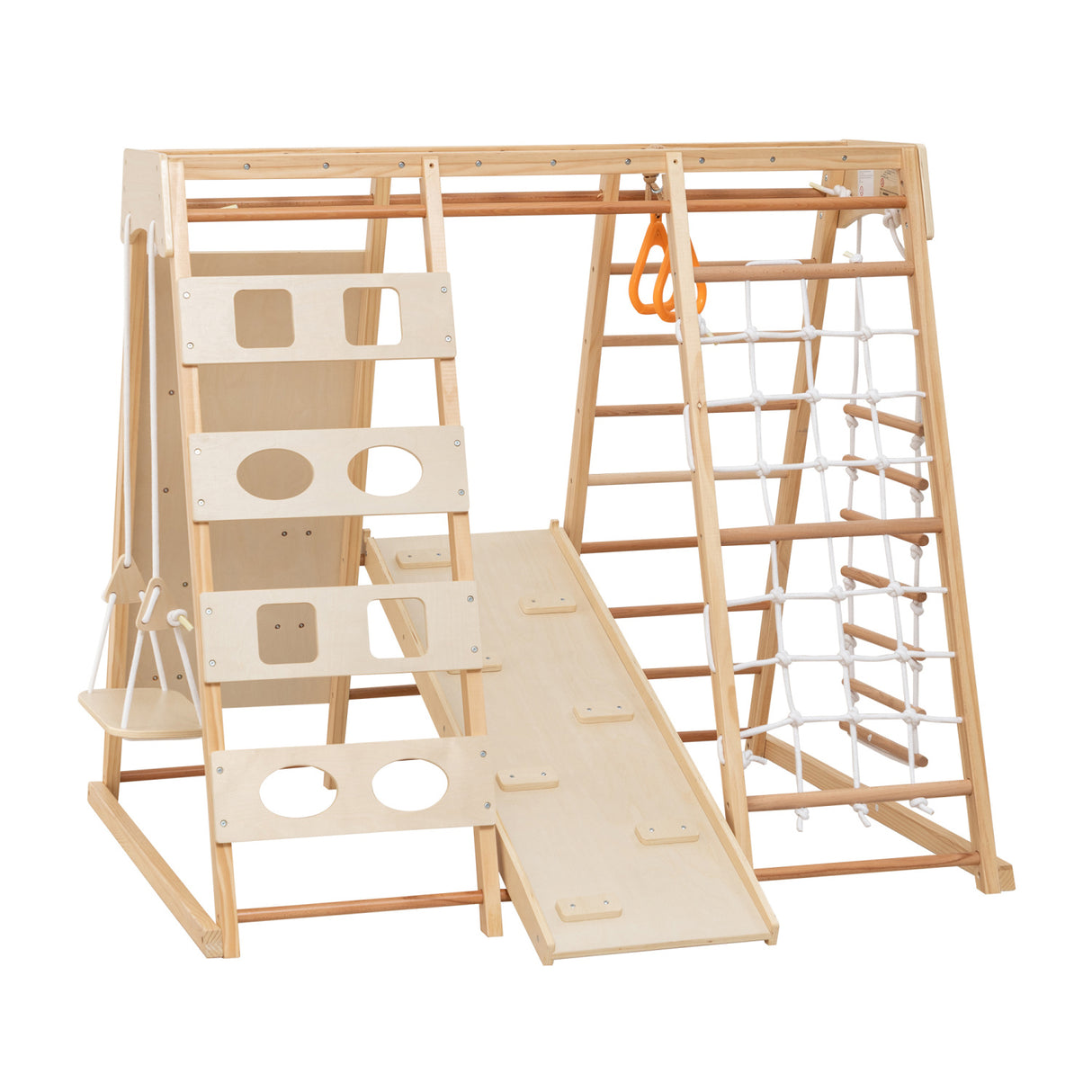 9-in-1 Slide and Climbing Wall Wooden Play Structure | OROA Kids